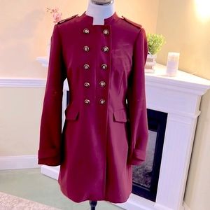 LOVE 21 Military Inspired Burgundy Coat NWOT